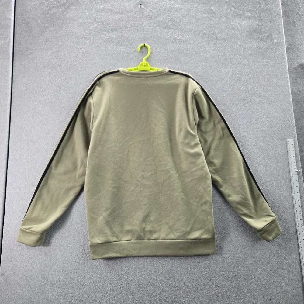 Adidas‎ Men Sweatshirt XL Olive PRIMEGREEN Logo Stripe Long Sleeve